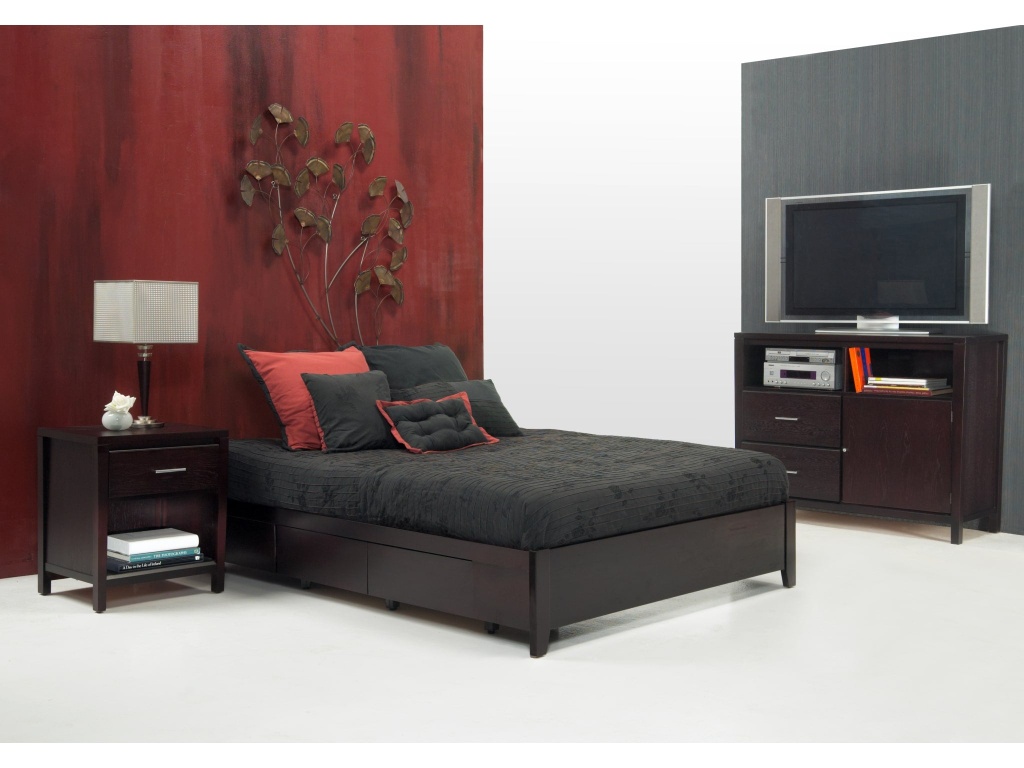 Simple Wood Storage Bed in Espresso - image 3