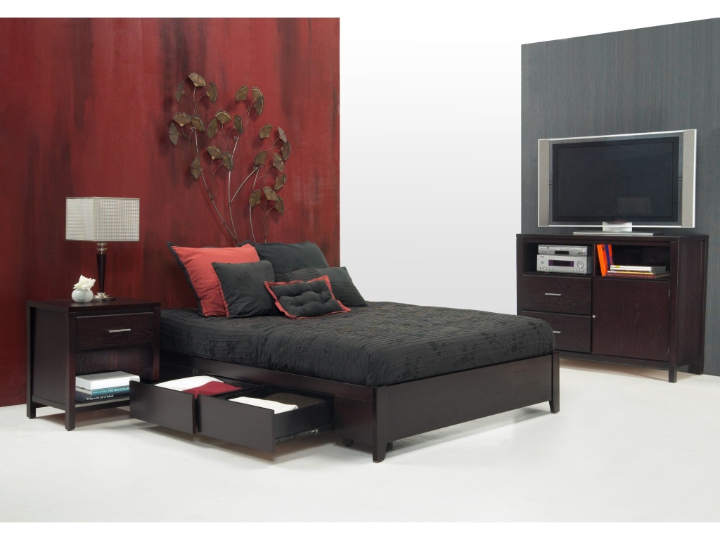 Simple Wood Storage Bed in Espresso - image 5