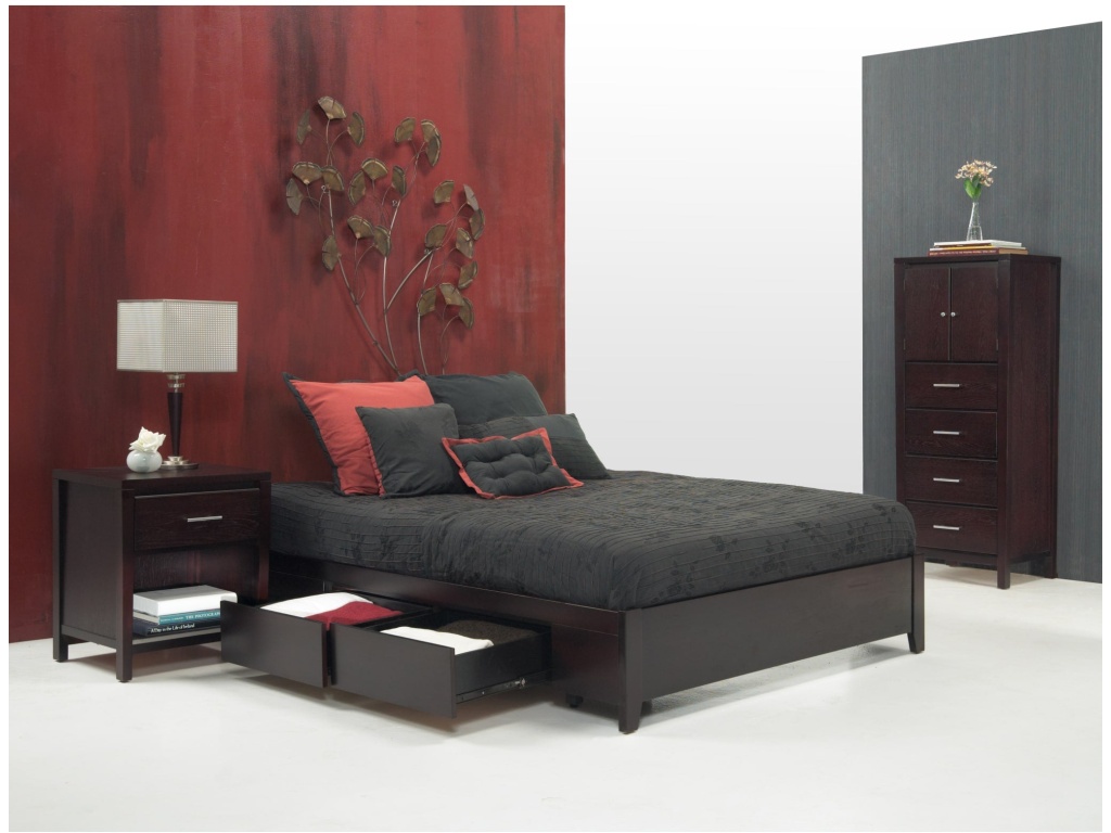 Simple Wood Storage Bed in Espresso - image 6