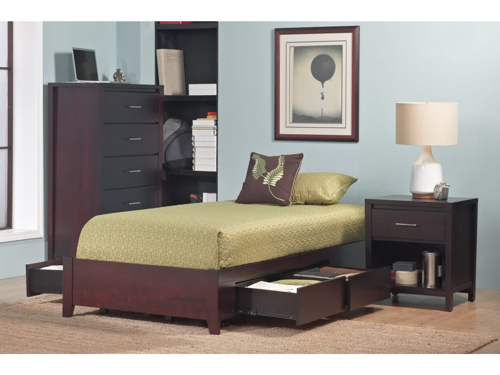Simple Wood Storage Bed in Espresso - image 8