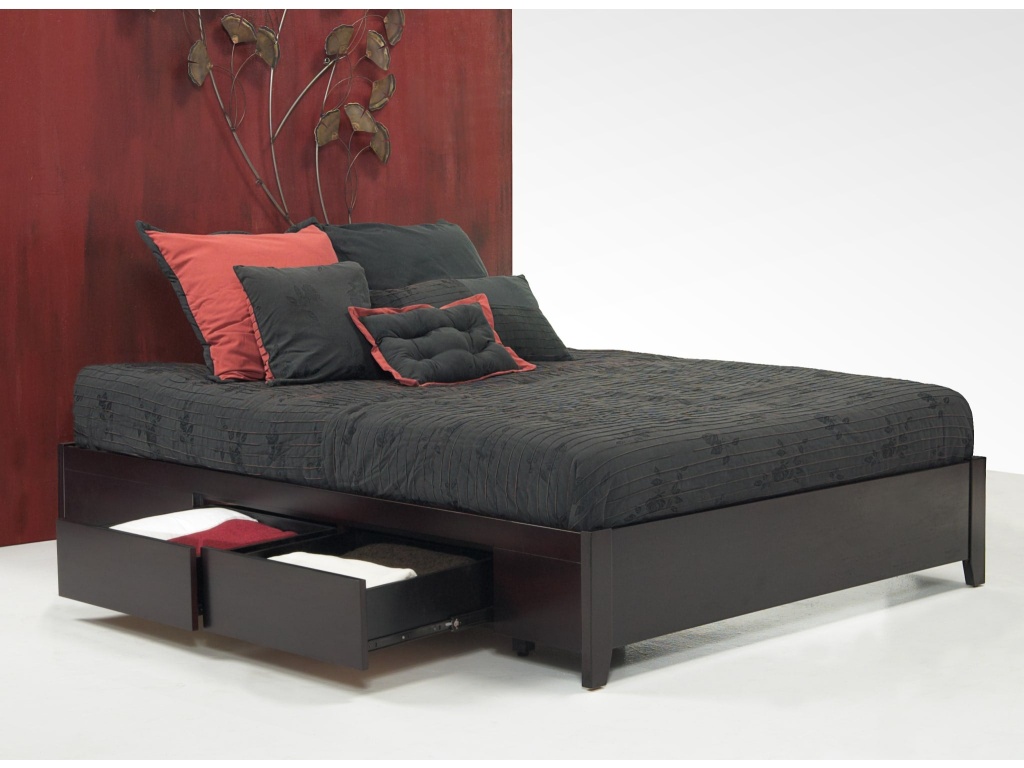 Simple Wood Storage Bed in Espresso - image 13