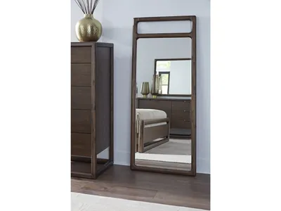 Sol Beveled Glass Floor Mirror in Brown Spce