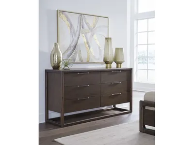 Sol Six Drawer Acacia Wood Dresser in Brown Spice