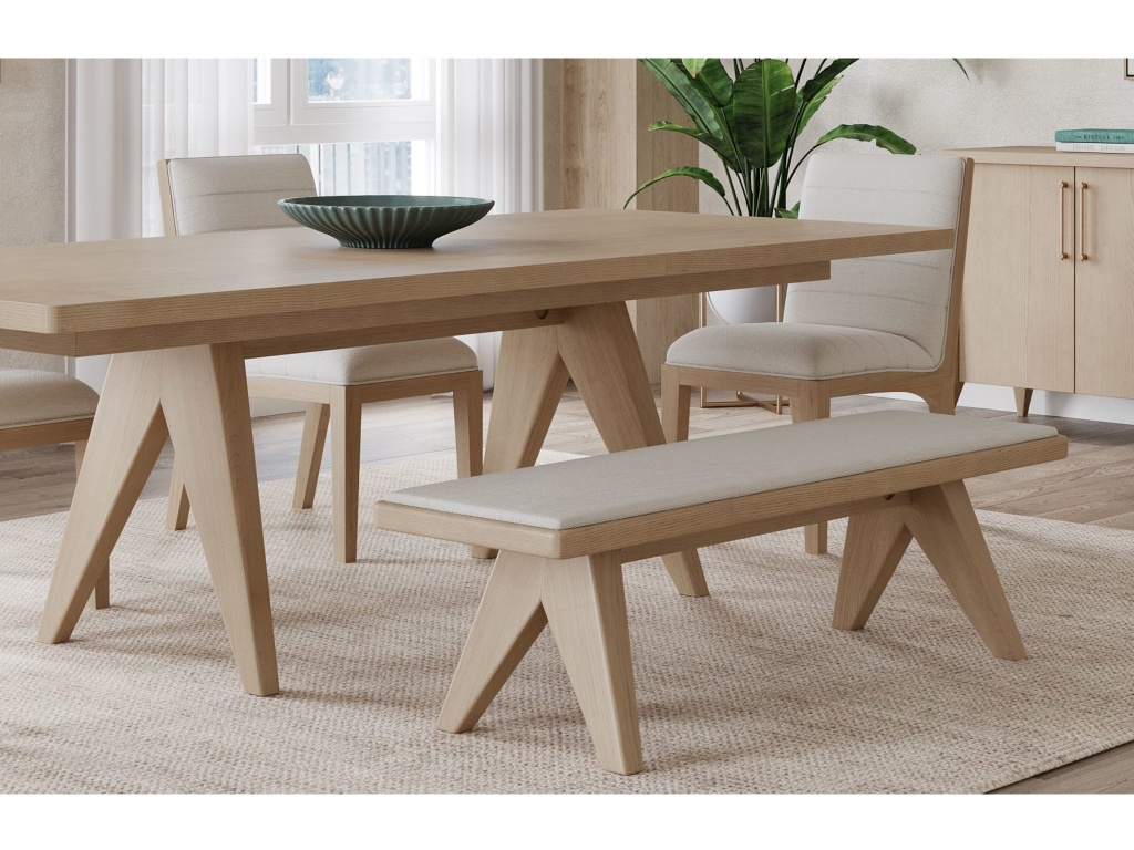 Sumire Upholstered Bench in Ginger and Natural Linen - main image