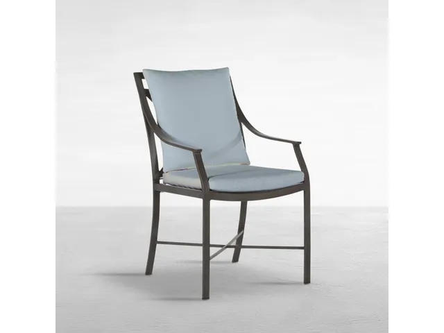 QS Monaco Arm Chair, Slate Gray with Linen Chambray Cushions