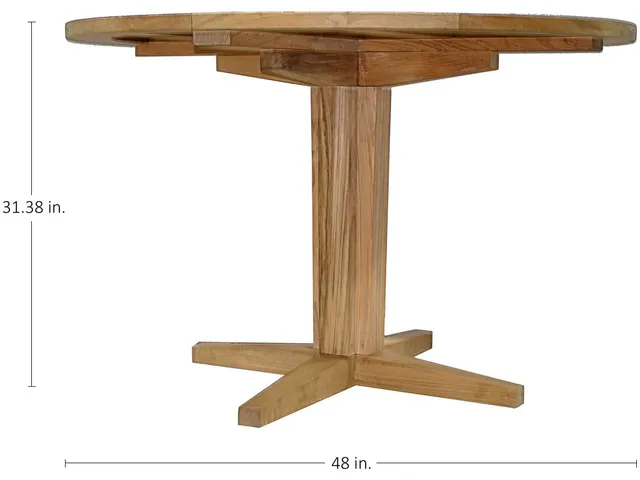 QS Club Teak 48" Round Table Top and Pedestal Base, Natural Teak - Alternative View