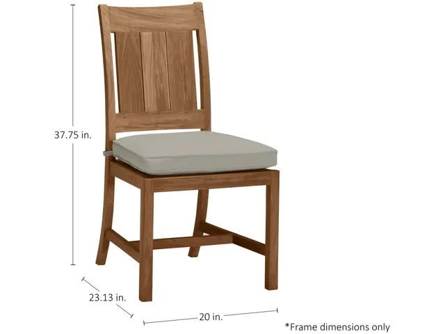 QS Croquet Teak Side Chair, Natural Teak with Linen Dove Cushions - Alternative View