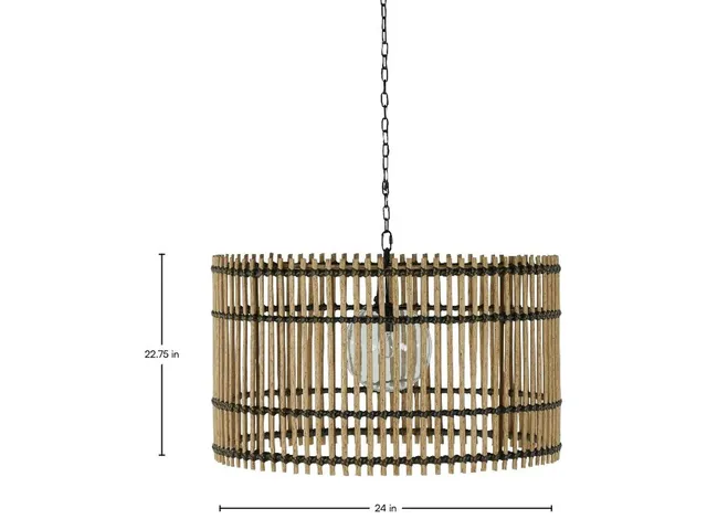 Sherman N-Dura Resin Rattan Drum Chandelier 24 in. D x 2 2.75 in. H - Alternative View
