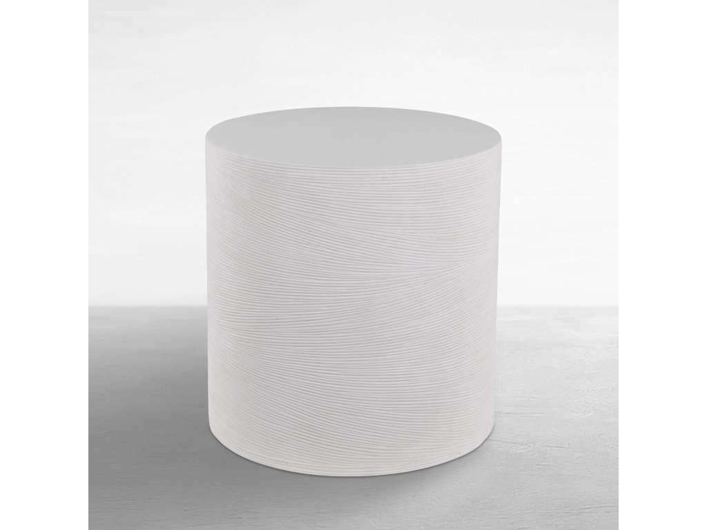 Caraway Cast Stone Round Outdoor Pedestal Side Table - main image