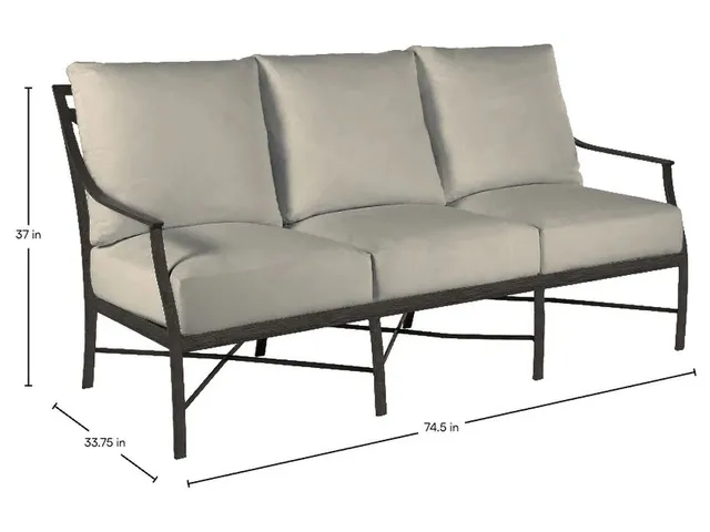 QS Monaco Sofa, Slate Gray with Linen Dove Cushions