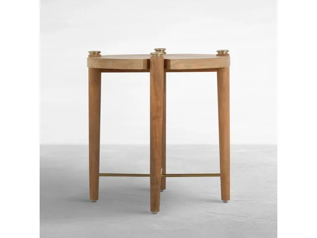 Pacifica Teak Round Outdoor End Table 22 in. W x 22.75 in. H