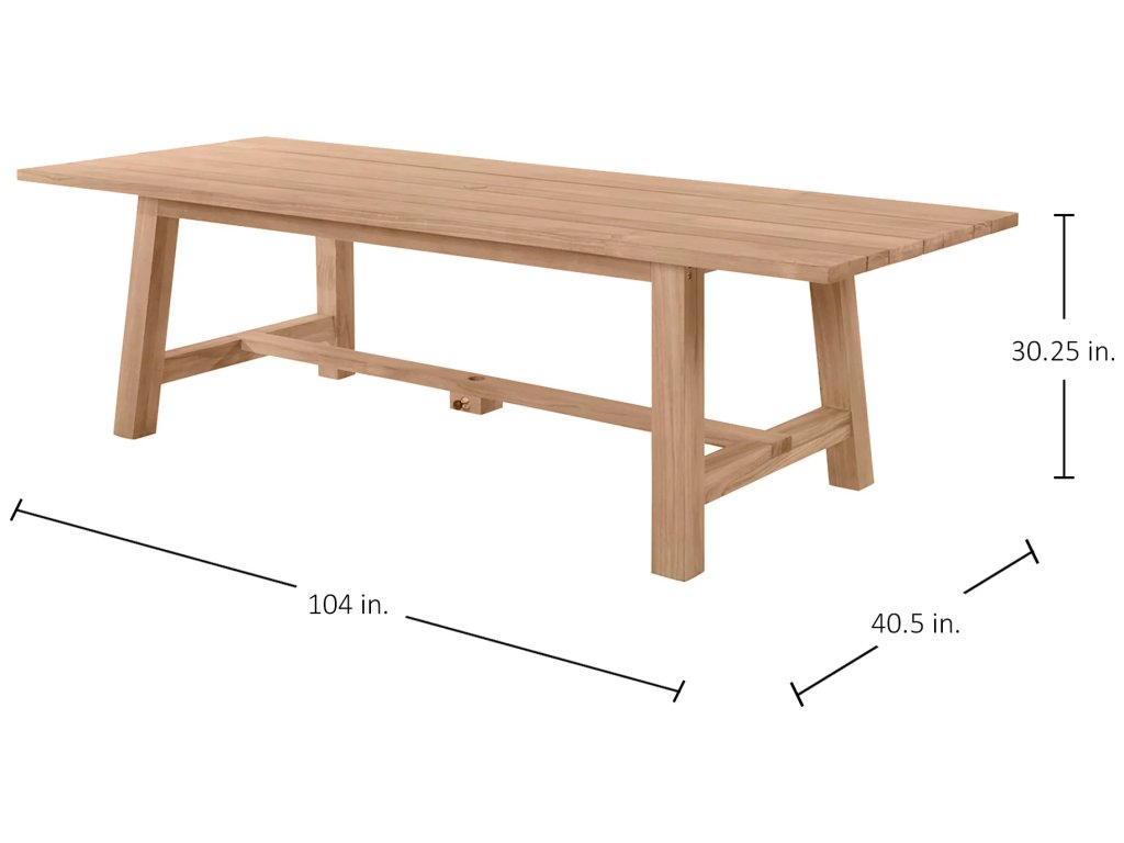 Paige Teak Rectangle Outdoor Slatted Top Table 104 in. W x 30. 25 in. H - image 1