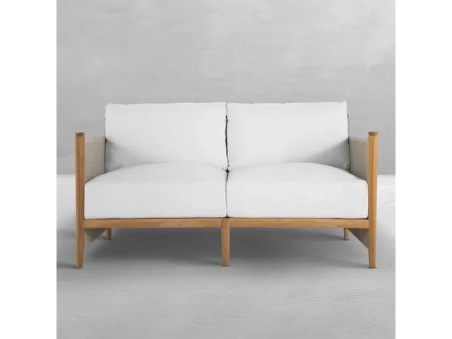 Pacifica Teak Rope Brass Outdoor Loveseat