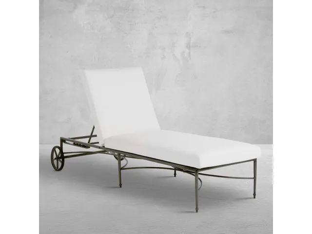 Roma Wrought Aluminum Outdoor Chaise Lounge With Wheels