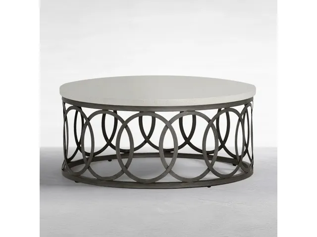 Ella Aluminum Round Outdoor Coffee Table 42 in. W x 16.5 in. H