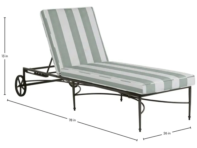 QS Roma Chaise Lounge, Slate Gray with Cabana Stripe Mist Cushions