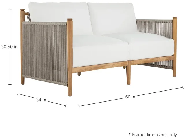 Pacifica Teak Rope Brass Outdoor Loveseat - Alternative View