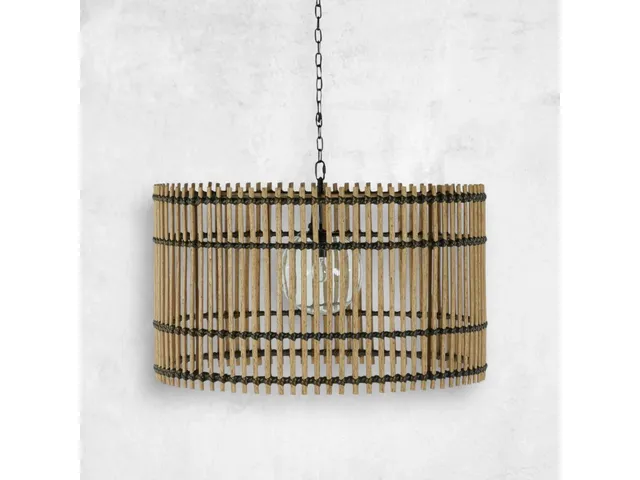 Sherman N-Dura Resin Rattan Drum Chandelier 24 in. D x 2 2.75 in. H