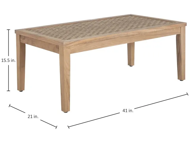 Savannah Teak Rectangle Outdoor Four Leg Coffee Table 41 in. W x 15.5 in. H
