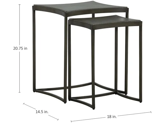 Herrin Wrought Iron Rectangle Outdoor Nesting Table 18 in. W x 20.75 in. H