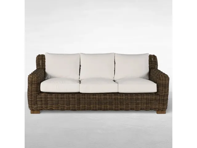 QS Montauk Sofa, Raffia with Bali Pearl Cushions
