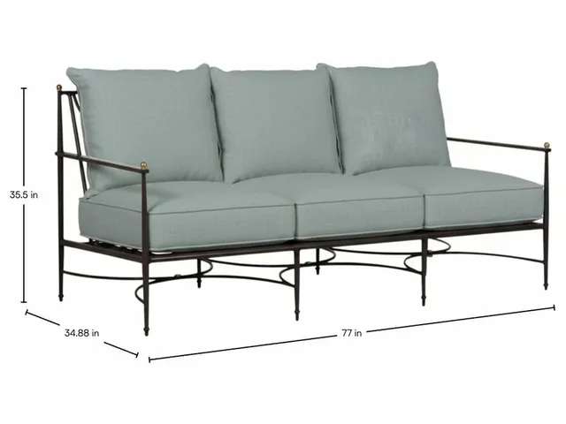 QS Roma Sofa, Slate Gray with Cast Mist Cushions