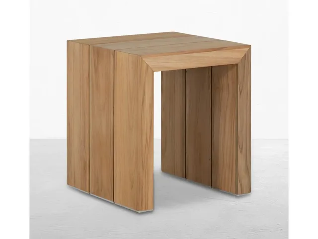 Messina Teak Square Outdoor Side Table 19. 25 in. W x 2 2.5 in. H