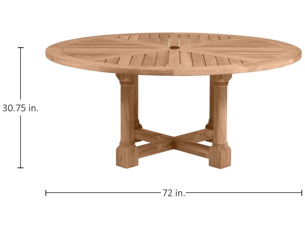 Lakeshore Teak Round Outdoor Pedestal Table 72 in. W x 30.75 in. H - image 1