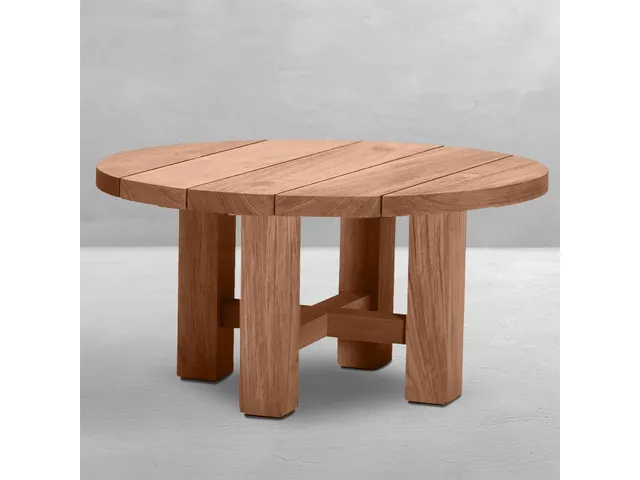 Croquet Teak Round Outdoor Coffee Table 40. 25 in. W x 16.5 in. H