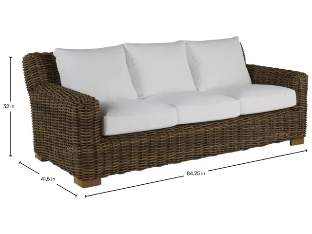 QS Montauk Sofa, Raffia with Bali Pearl Cushions