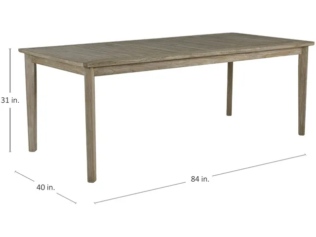 Woodlawn Teak Rectangle Outdoor Slatted Table 84 in. W x 31 in. H