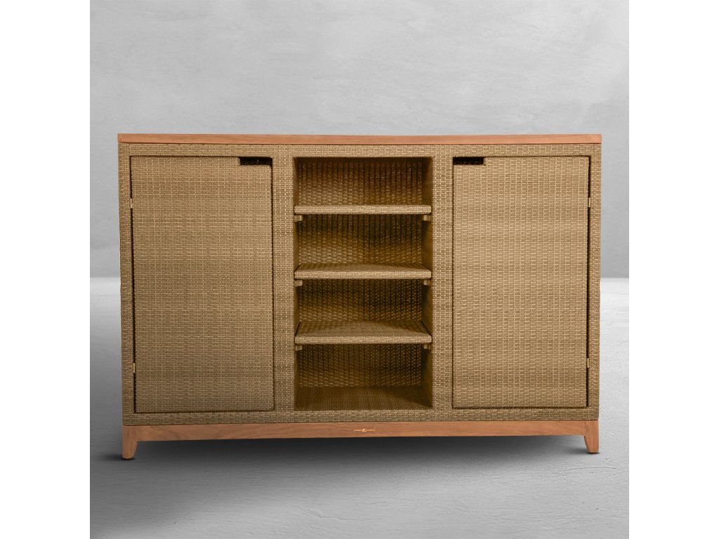 N-Dura Resin Wicker Outdoor Buffet Storage Table 5 Shelves - main image