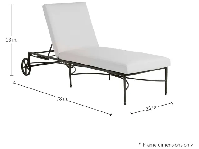 Roma Wrought Aluminum Outdoor Chaise Lounge With Wheels - Alternative View