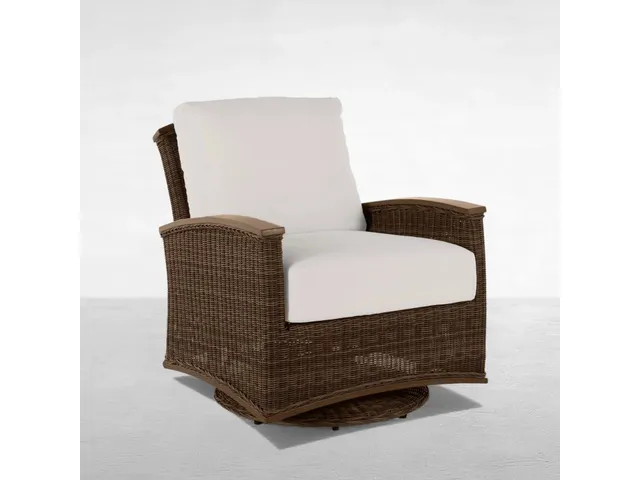 QS Astoria Swivel Glider, Raffia with Bali Pearl Cushions