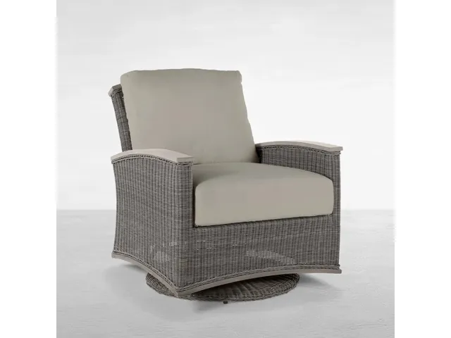 QS Astoria Swivel Glider, Oyster with Linen Dove Cushions
