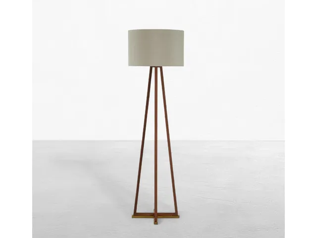Jayda Wood Teak Floor Lamp 77 in. H Geometric Frame