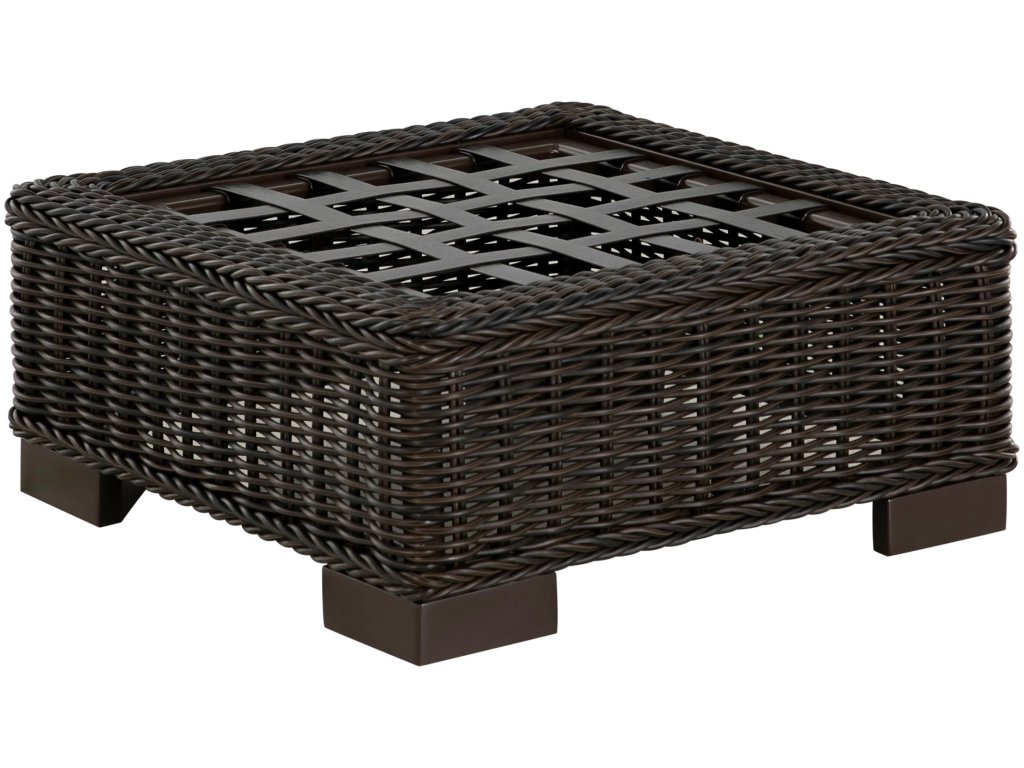 Rustic N-Dura Resin Wicker Outdoor Woven Ottoman - image 3