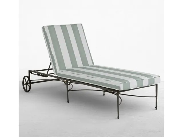 QS Roma Chaise Lounge, Slate Gray with Cabana Stripe Mist Cushions