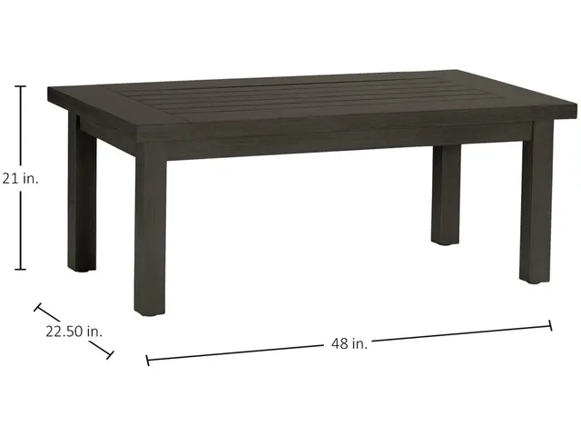 Club Aluminum Rectangle Outdoor Slatted Coffee Table 48 in. W x 21 in. H - Alternative View