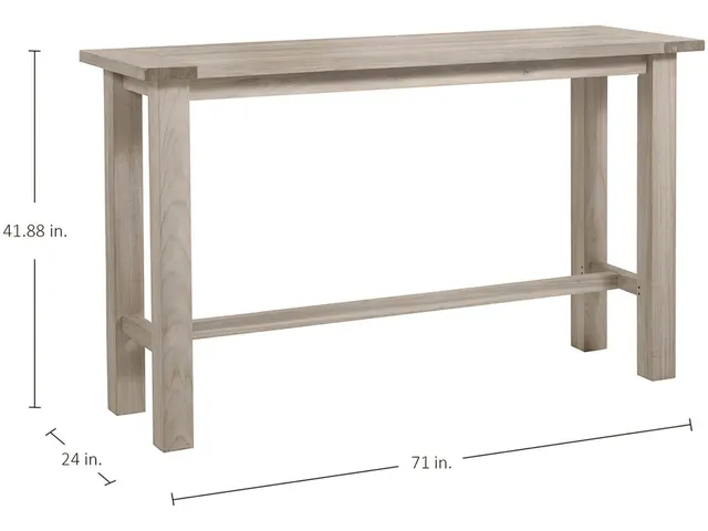 Croquet Teak Rectangle Outdoor Bar Table 71 in. W x 41.87 in. H - Alternative View