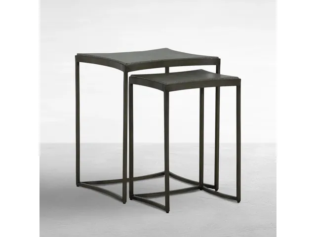 Herrin Wrought Iron Rectangle Outdoor Nesting Table 18 in. W x 20.75 in. H