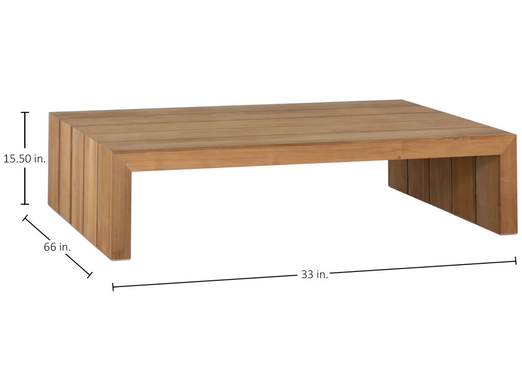 Messina Teak Rectangle Outdoor Coffee Table 33 in. W x 15.5 in. H - image 1