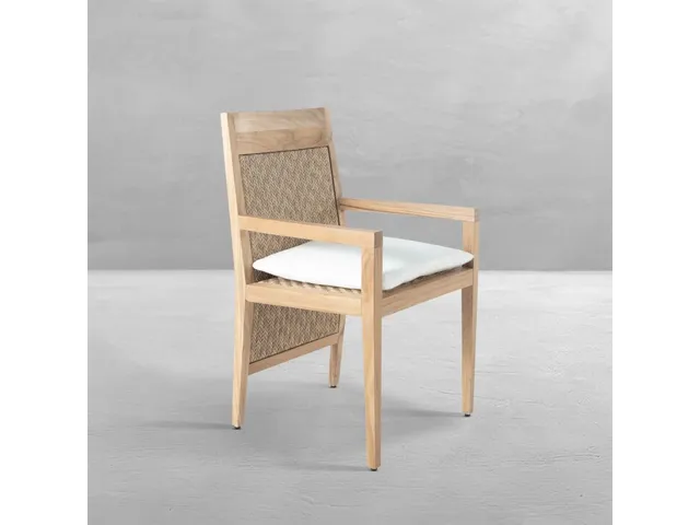 Savannah N-Dura Resin Wicker Outdoor Teak Arm Chair