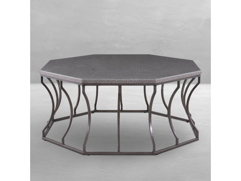 Audrey Wrought Iron Octagonal Outdoor Coffee Table 39 in. W x 16. 25 in. H - main image