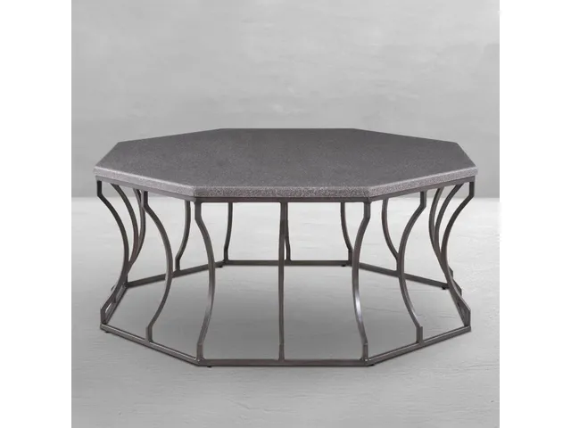 Audrey Wrought Iron Octagonal Outdoor Coffee Table 39 in. W x 16. 25 in. H