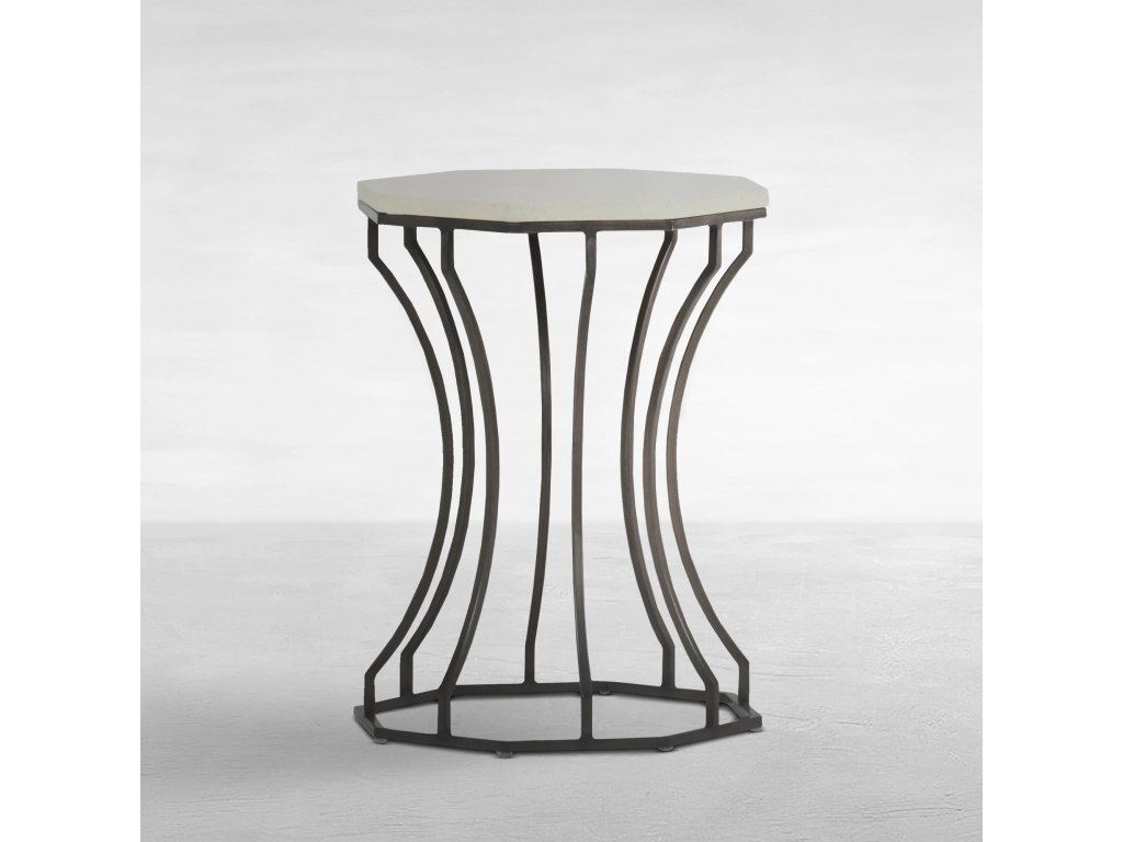 Audrey Wrought Iron Octagonal Outdoor End Table 19.5 in. W x 25 in. H - main image
