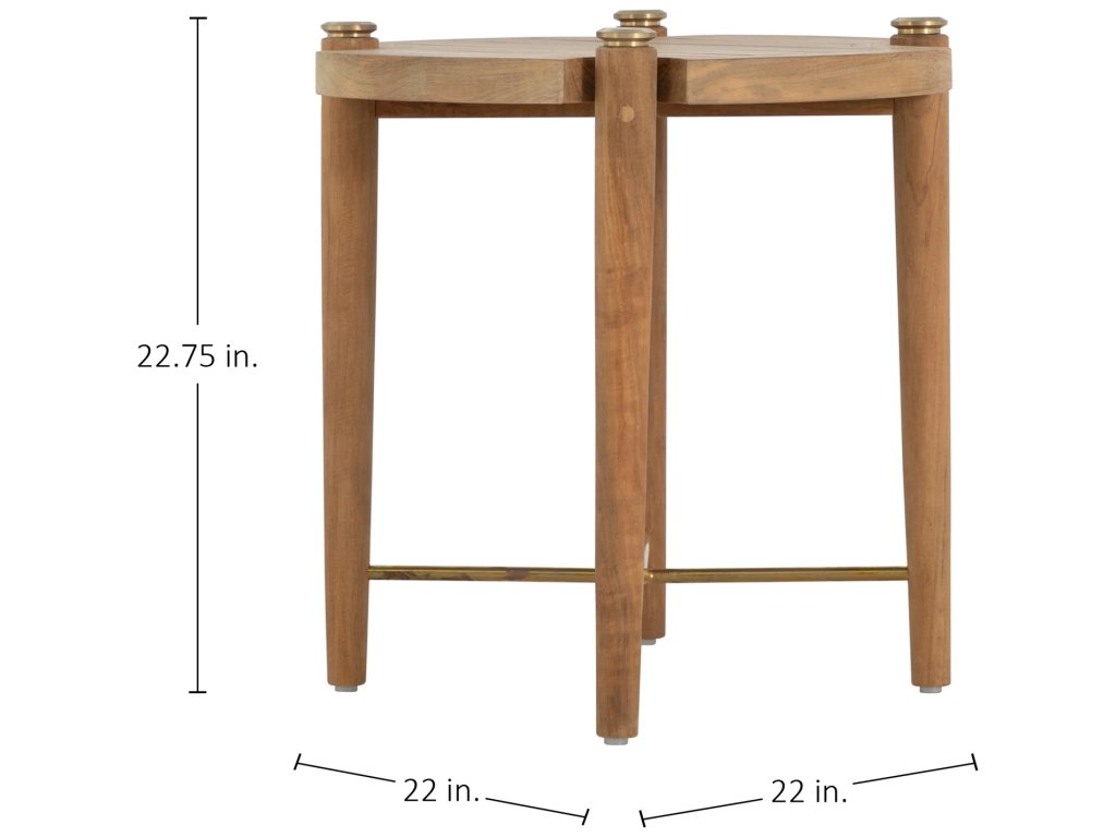 Pacifica Teak Round Outdoor End Table 22 in. W x 22.75 in. H - image 1