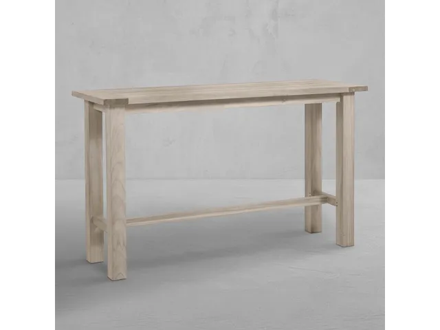 Croquet Teak Rectangle Outdoor Bar Table 71 in. W x 41.87 in. H