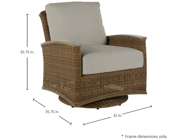 QS Astoria Swivel Glider, Raffia with Linen Dove Cushions - Alternative View
