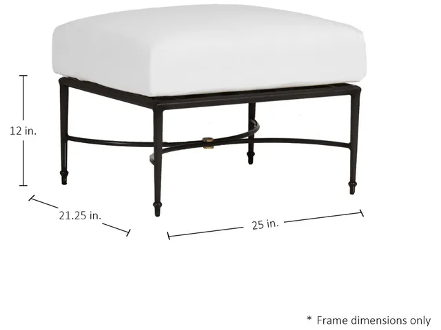 Roma Wrought Aluminum Outdoor Ottoman - Alternative View